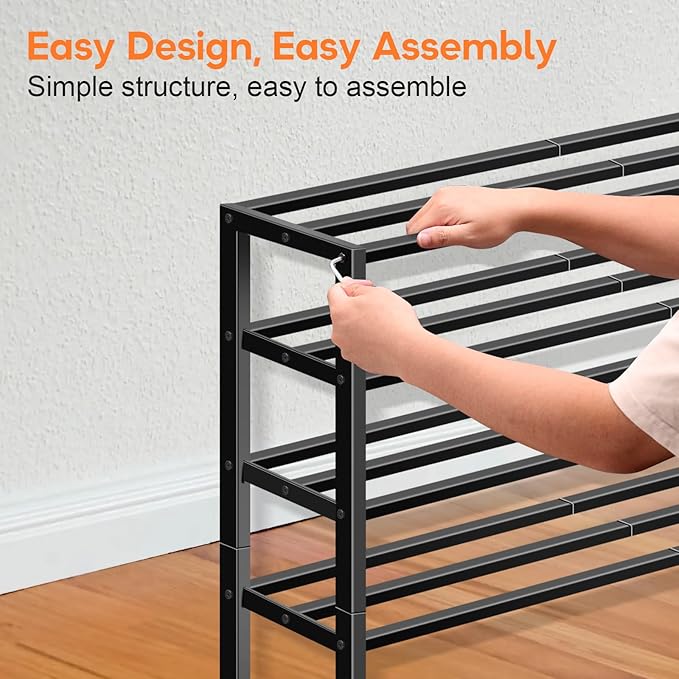 KEETDY 5-Tier Heavy Duty Shoe Rack for Garage Entryway, Stackable Shoe Organizer for 25 Pairs Men Boots, Shoe Rack for Closet