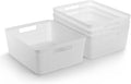 BINO | Woven Plastic Basket | Medium (White), 4-Pack | THE JUTE COLLECTION | Home Organization, Space - Saving Storage, Styli