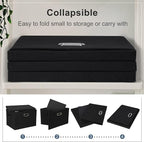 Graciadeco Large 17" 36 Quart Collapsible Stackable Storage Bins with Lids, 5 Packs Black Linen Fabric Closet Boxes with Lids
