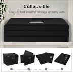 Graciadeco Large 17" 36 Quart Collapsible Stackable Storage Bins with Lids, 3 Packs Black Linen Fabric Closet Boxes with Lids