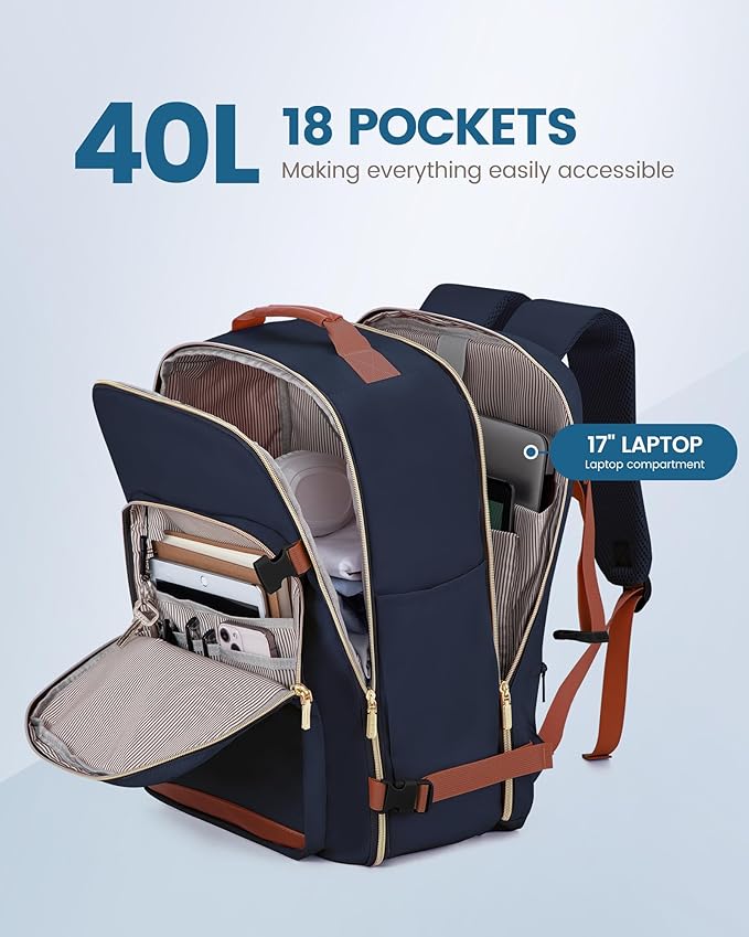 LOVEVOOK Travel Backpack for Women & Men 40L,Airline Approved Carry On Backpack Travel Essentials,TSA Carry on Luggage,Waterp