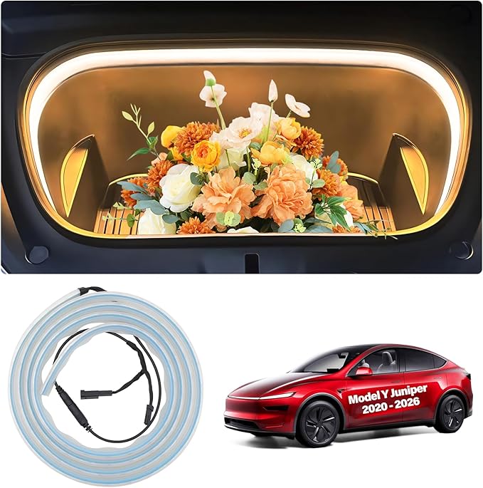 2026 Model Y Juniper Frunk LED Strip Model Y 2020-2026 Flexible Silicone Waterproof Interior Lighting Bar Tesla Front Trunk Accessories Ambient Lights