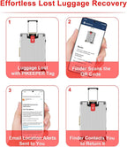 Engraved Aluminum Luggage Tag, American Flag Suitcase ID Tag with Smart QR Code for Lost & Found, Shows Scanner’s Location Wh