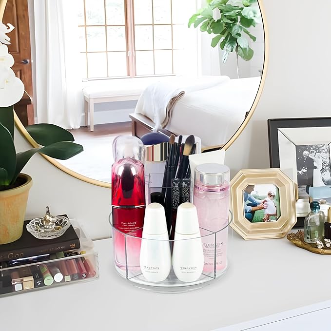 360° Rotating Makeup Organizer Clear Lazy Susan Organizer for Vanity, Cosmetic Display Cases for Bathroom Countertop, Makeup 