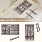 Acrylic Jewelry Box with 5 Drawers, Clear Earring Holder Organizer Rings Display Case with Adjustable Velvet Trays for Women 