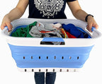 SAMMART 42L (11 gallon) Collapsible Plastic Laundry Basket - Foldable Pop Up Storage Container/Organizer - Space Saving Hampe