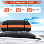 Roof Bag, Waterproof Soft Car Top Carrier Without Rack, 15 Cubic Feet Cargo Carrier for Top of All Vehicles with/Without Rack, Includes Anti-Slip Mat, 4 Door Hooks, Luggage Lock, Storage Bag