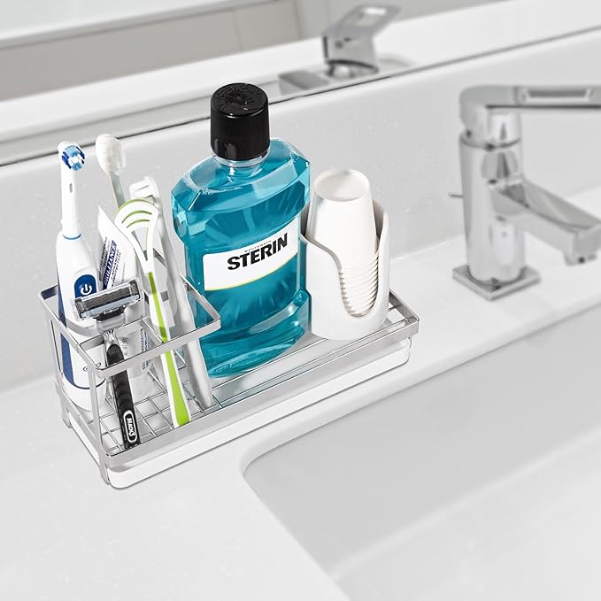 Toothbrush Holders for Bathrooms, Stainless Steel Tooth Brushing Holder Electric Toothbrush and Toothpaste Organizer Bathroom