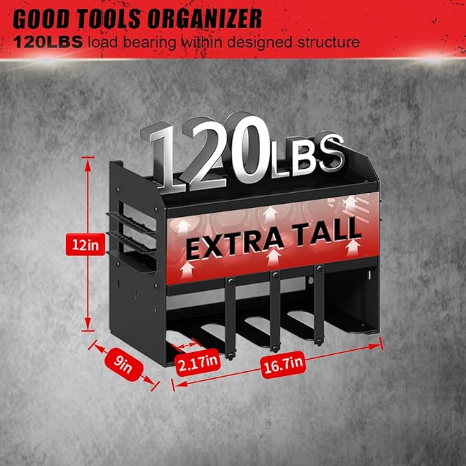 Hipidian Power Tool Organizer Wall Mount: Heavy Duty Storage Organization Stand Cordless -3 Layers Large Garage Organizer wit