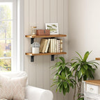HOOBRO Floating Shelves for Wall, Grid Wall Panel 1.7' x 5.6' Ft Grid Display Rack, 15.4" Wall Mounted Shelves Set of 2, Grid