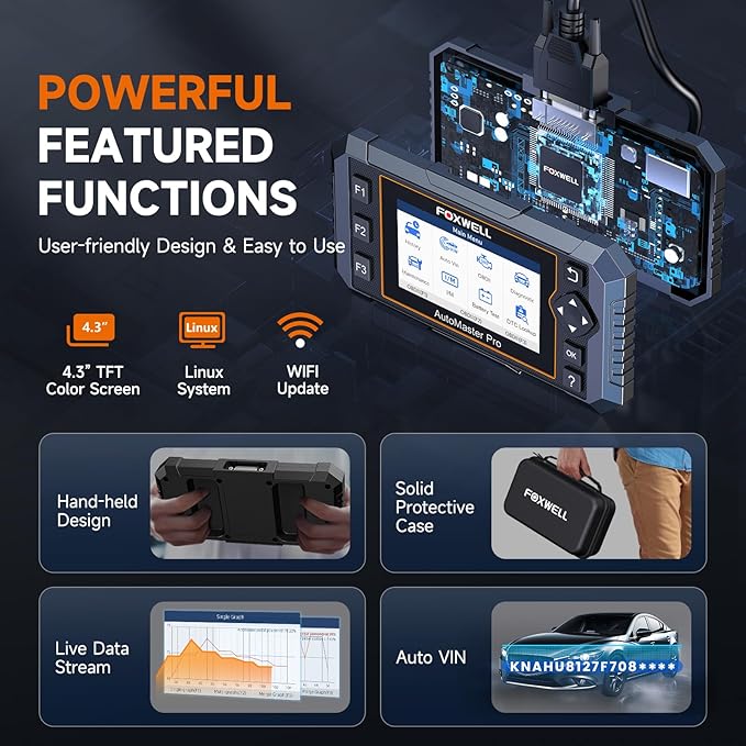 FOXWELL NT614 Elite OBD2 Scanner 4 System Code Reader Scan Engine ABS SRS Transmission, 5 Resets Oil/EPB/ABS