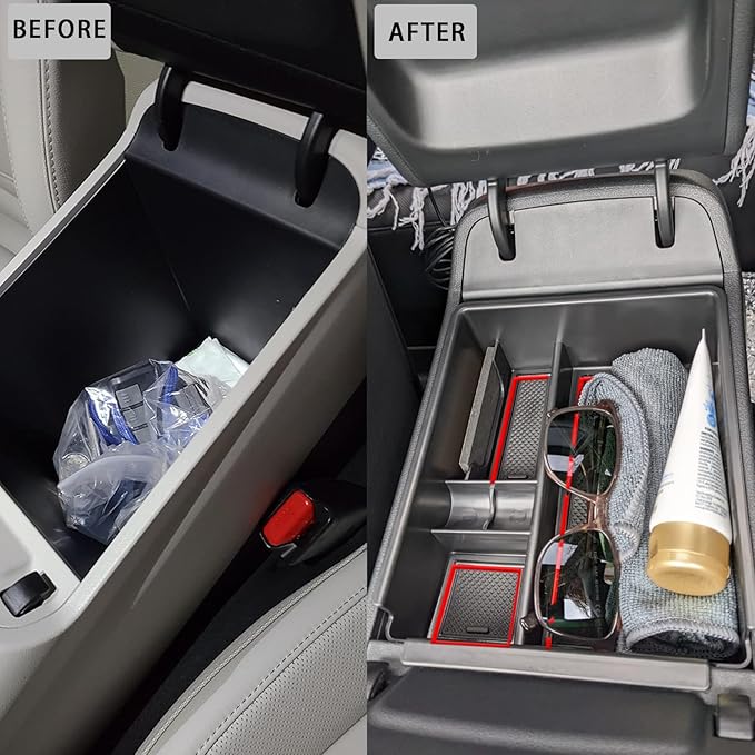 Center Console Organizer Compatible with 2022-2024 Hyundai Tucson & Santa Cruz 2022-2025 Interior Accessories Armrest Storage Box Insert Tray (Not for 2025 Limited/Hybrid/Plug-in Hybrid) Red