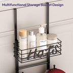 SWTYMIKI Over Door Hat Organizer - Wall Mounted Hat Rack with 6 Hooks and Metal Basket Design, Hanging Baseball Cap Organizer