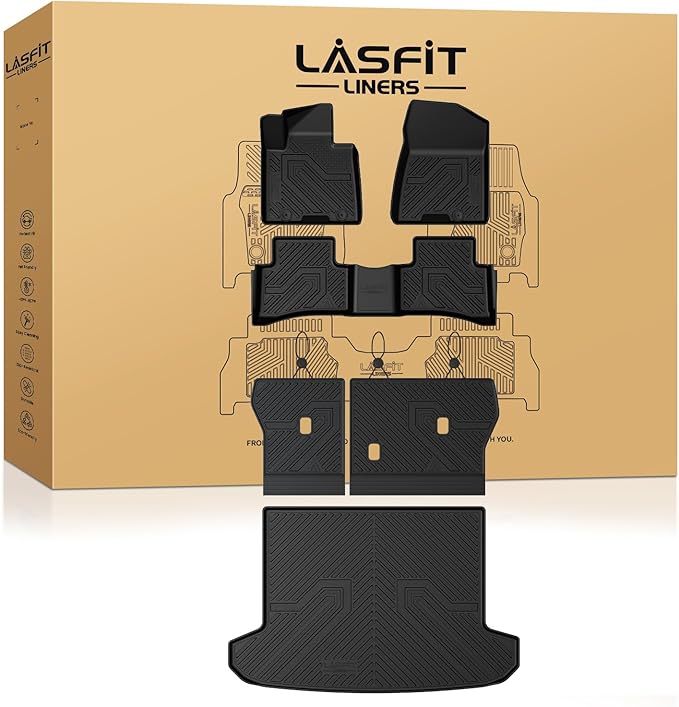 LASFIT Floor Mats & Cargo Mat with Seatback for Hyundai Tucson 2021 2020 2019, All Weather TPE Car Mats Custom Fit Hyundai Tucson 2019-2021 Floor Liners & Trunk Mat with Backrest, Black