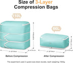 Comforter Storage Bag - Large Capacity Blanket Storage Bags 3-Layer Ultra Space Saving Self Compression Organizer, Washable C