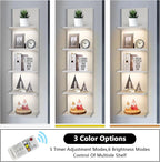 5 Tier Wall Shelf Unit, White Shelves,Lack Shelf, Wall Shelves for Bedroom，Office,Bathroom, Vanity Shelves with LED Light
