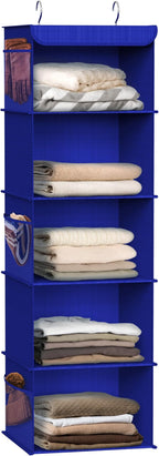 Simple Houseware 5 Shelf Hanging Closet Organizer, Dark Blue
