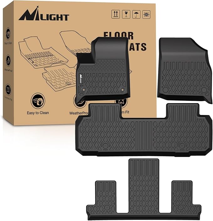 Nilight TPE Floor Mats for 2018 2019 2020 2021 2022 2023 2024 2025 Chevy Traverse Bucket Seats,All Weather Custom Fit Heavy Duty Floor Liners