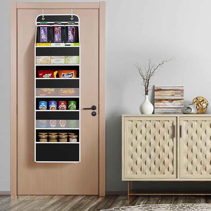 Univivi 5-Shelf Fabric Door Storage Over Door Hanging Organizer with 4 Large Pockets and 3 Small PVC Pockets Nursery Closet C