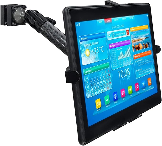 Mount-It! Carbon Fiber Car Headrest Tablet Holder, Back Seat iPad & Tablet Mount for Kids, Adjustable 7–11 Inch Rear Seat Holder for Galaxy & Fire Tablets, Road Trip Travel Mount