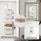 ANTIS'S HOME Over the Door Organizer Macrame Boho Nursery Storage with 5 Large Woven Pockets, Hanging Closet Basket for Bathr
