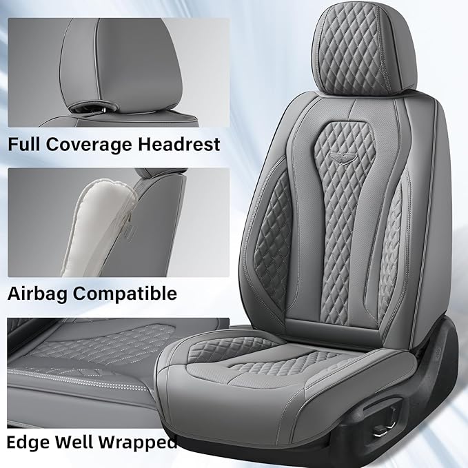 Coverado Seat Covers, Car Seat Covers Full Set, Gray Car Seat Cover, Car Seat Cushion Waterproof, Car Seat Covers Front Seats