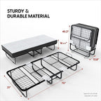 EconoHome Folding Bed with Mattress - 75x31 Cot Size Frame - Portable Rollaway Guest Bed with 5-inch Memory Foam Mattress - S
