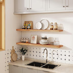 Vivelove Elm Wood Floating Shelves, Wooden Shelves for Wall with Invisible Bracket for Living Room Bedroom Bathroom Office Bo