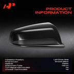 A-Premium Driver Side Rearview Mirror Cover Cap - Compatible with Chevrolet Malibu 2013-2015, Malibu Limited 2016 - Smooth Black, Without Turn Signal Hole