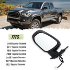 Left Driver Side Mirror Compatible With 2016 2017 2018 2019 2020 2021 2022 Toyota Tacoma With Manual Folding Power Glass Heated Matte Black Replace#8794004230 (5Pins)