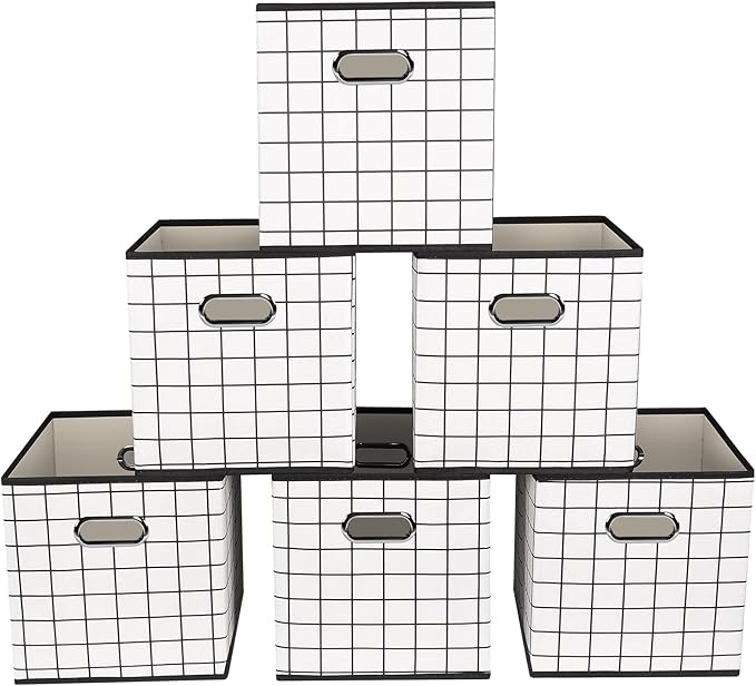 Yunkeeeper storage bins Cubes, Fabric Cube Organizer with Handle, Foldable Cube Bins for Cloth or Accessary Storage, 11x11x11