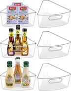 Lazy Susan Cabinet Organizer Bins for 26"/ 28"/ 32" Diameter Corner Organizer, Plastic Cabinet Storage Bin, 1/8 Wedge - Food 