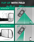 SCITOO Towing Mirrors Compatible With 1998-2001 for Dodge for Ram 1500 for Ram 2500 for Ram 3500 Truck A Pair(Left Right Side Tow Mirrors) Power Adjusted Heated With Turn Signal Light Chrome Housing