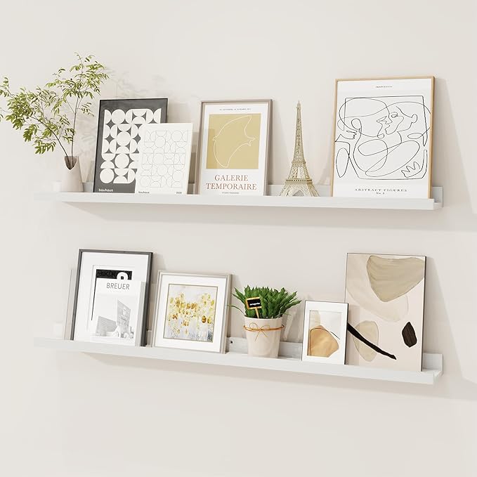 Picture Ledge Shelf, Floating Shelves Set of 2, 36 Inches Solid Wood Nursery Book Shelves for Toys Storage, Kids Bookshelf Wa
