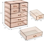 Sorbus Acrylic Makeup Organizer Set, 7-Drawer Vanity & Countertop Cosmetic Storage with Small & Wide Drawers, Bronze Glow Mak