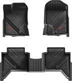3W Floor Mats Fit for Ford Ranger 2020 2021 2022 2023, TPE All Weather Floor Liner for Ford Ranger Super Crew Cab,1st & 2nd Row Full Set Custom Fit Car Mats Accessories