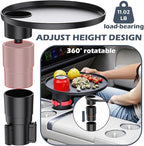 Car Tray, Height-Adjustable Car Food Tray & Cup Holder Table, 360° Rotating Car Desk for Laptop, Steering Wheel Tray, Car Accessories Universal for Most Vehicles