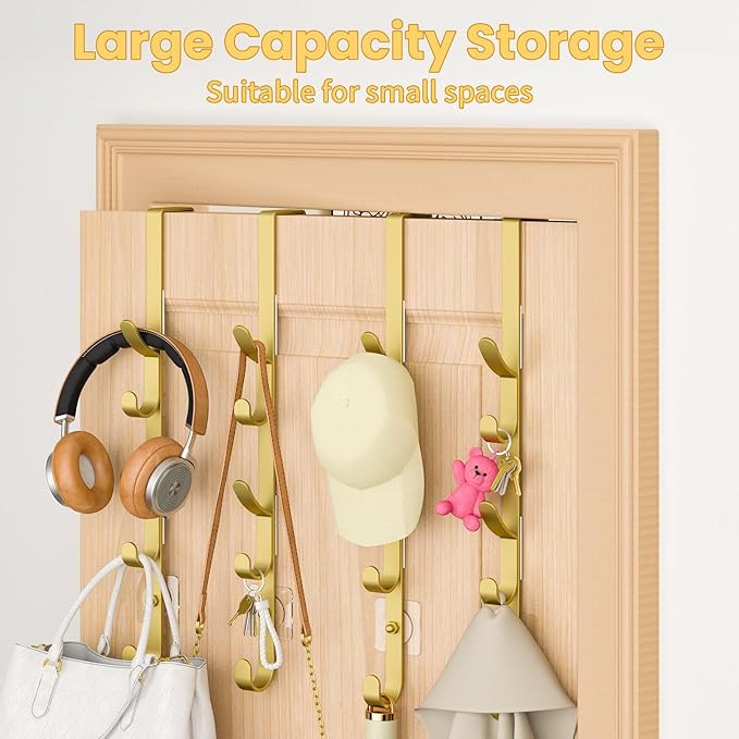Kaiferty Over The Door Hooks, Metal Door Hooks for Hanging, Over The Door Purse Organizer for Door Coat Hanger, Back of Showe