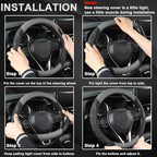 GIANT PANDA Steering Wheel Cover for GMC Sierra Acadia Terrain Yukon(Gray+Black-Standard Size)