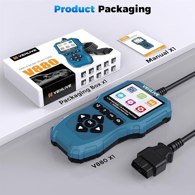 OBD2 Scanner Diagnostic Tool, Check Engine Light Car Code Reader with Reset, Battery Tester, Live Data, Freeze Frame, I/M