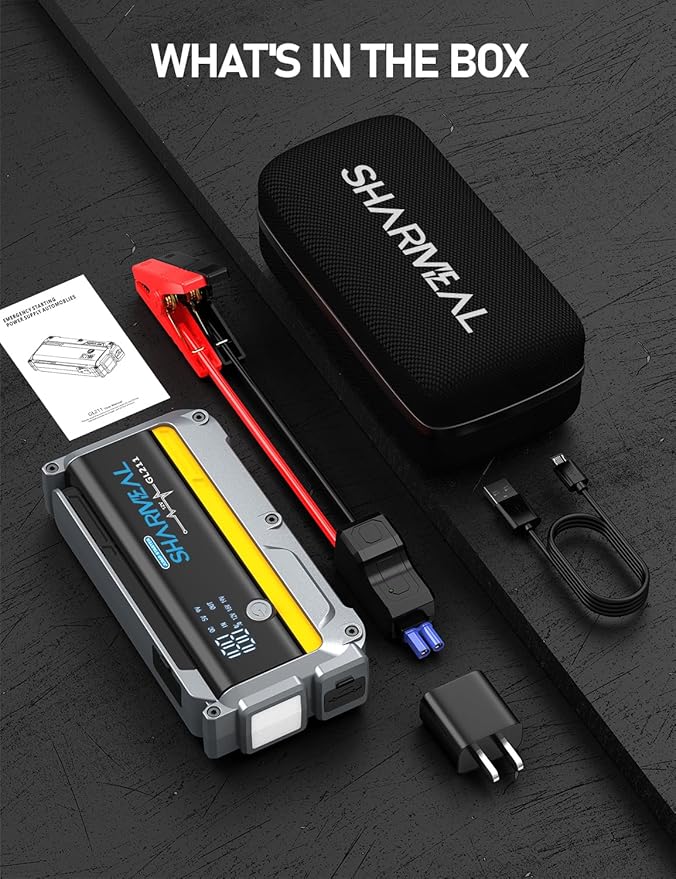 Sharmeal 7000A Car Battery Jump Starter, 12000mAh Car Jumper Starter Battery Pack for Up to All Gas & 12.0L Diesel Engines,