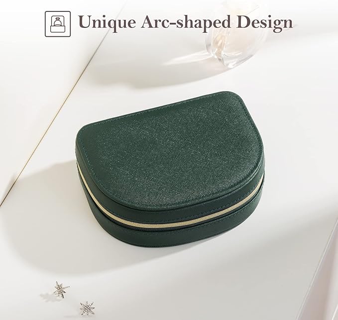 ProCase Travel Size Jewelry Box, Medium Portable Seashell-Shaped Jewelry Case, 2 Layer Jewelry Organizer in PU Leather for Wo
