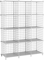 12-Cube Storage Organizer, Metal Wire Cube Shelving Unit, 11.8" L x 11.8" W x 11.8" H, Modular Grid Bookshelf for Closet, Bed
