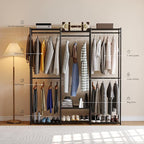 Wardrobe Closet Tall Size, Clothes Rack with Hanging Areas and Storage Shelves, Closet Organizers and Storage, Free Standing 