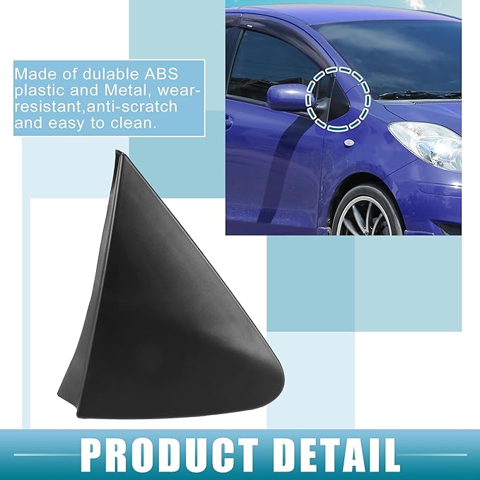 Front Right Door Mirror Corner mudguard Triangle Cover Trim No.60117-0D100 Rearview Triangle Trim Panel for Toyota Yaris 2007-2011 Plastic Black