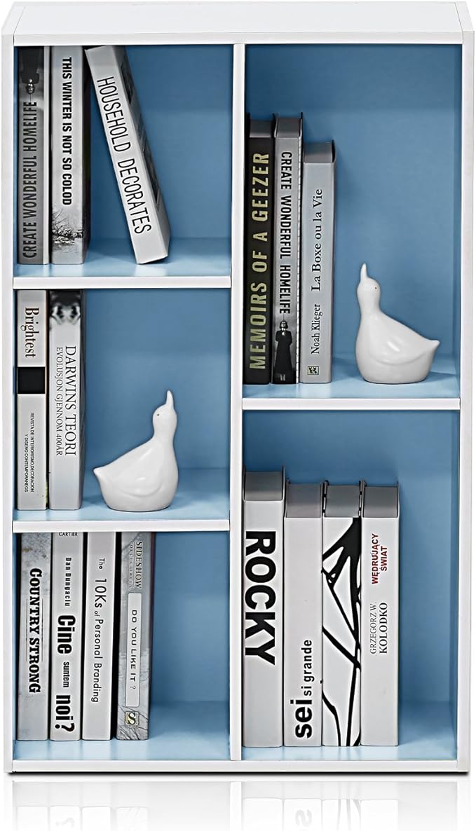 Furinno LUDER Book Shelf, 5-Cube Bookshelf, Reversible Bookcase, 9.4 x 19.5 x 31.5, Easy Assembly, for Living Room, Bedroom, 