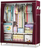 Clothes Organizer 3 Hanging Rod Shelf Portable Closet with Cover Clothes Rack Standing Closet Clothes Storage Wardrobe Garmen