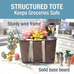 CleverMade Collapsible LUXE Tote - Reusable Grocery Shopping Storage Bag Organizer w/Handles Reinforced Bottom