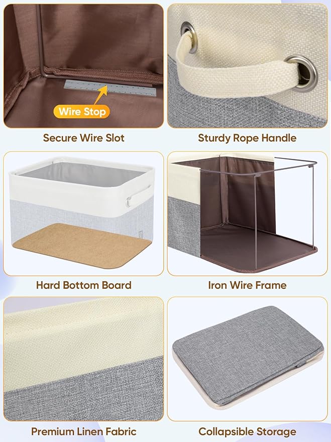 BALEINE 1 Pack Fabric Closet Storage Bins for Shelves, Linen Closet Organizers and Storage, Decorative Baskets for Organizing