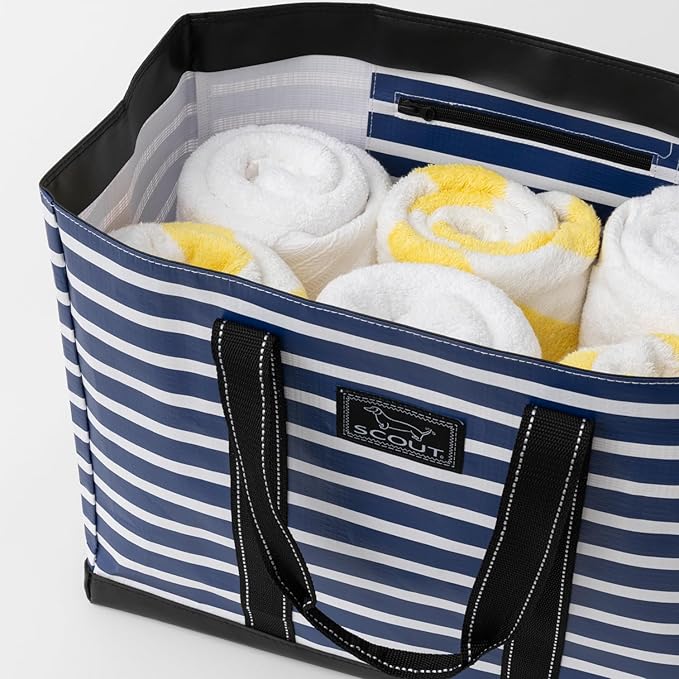 SCOUT Original Deano Tote Large - Durable Lightweight Open Top Beach, Pool & Lake Bag, Inside Zip Pocket, Folds Flat